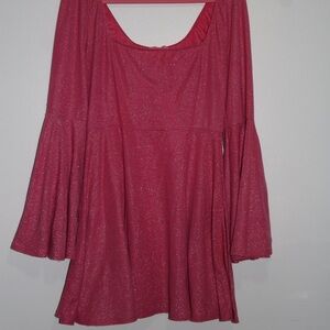 Sparkling Pink Flared Sleeve Dress